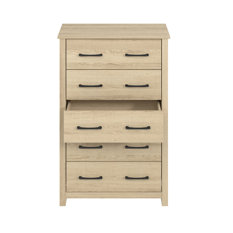 Commode 5 tiroirs H 46,7 po Walter, Chêne d'Oslo