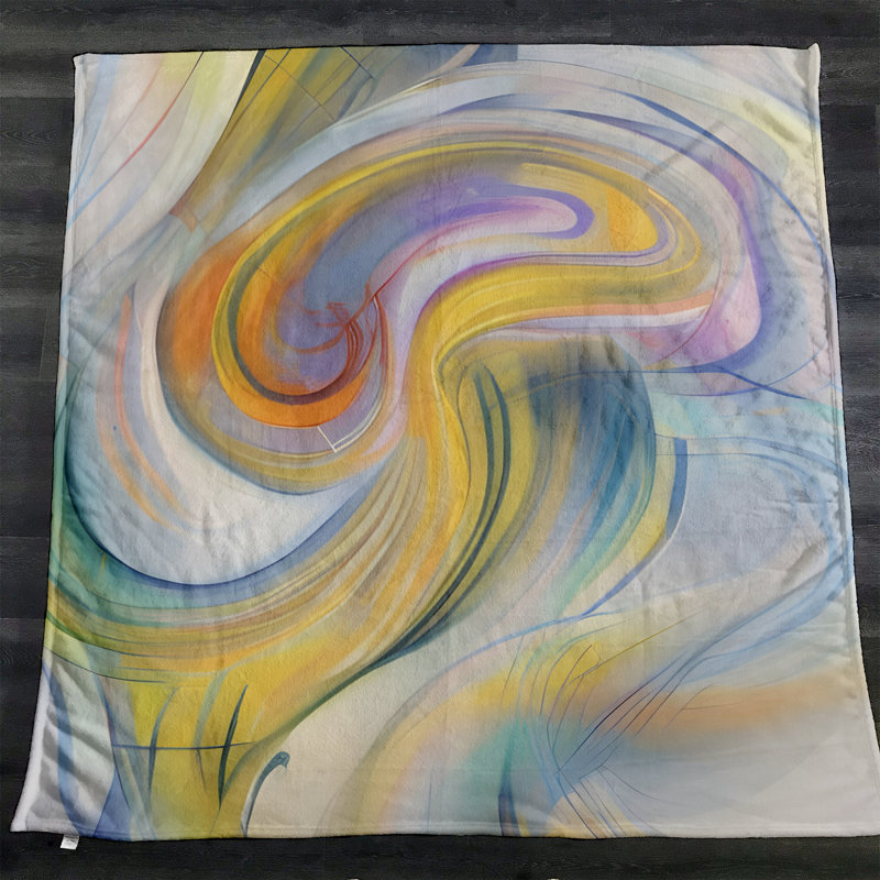 Throw Blanket, 51" W x 60" L, Marble/Abstract, Yellow/Blue/Purple