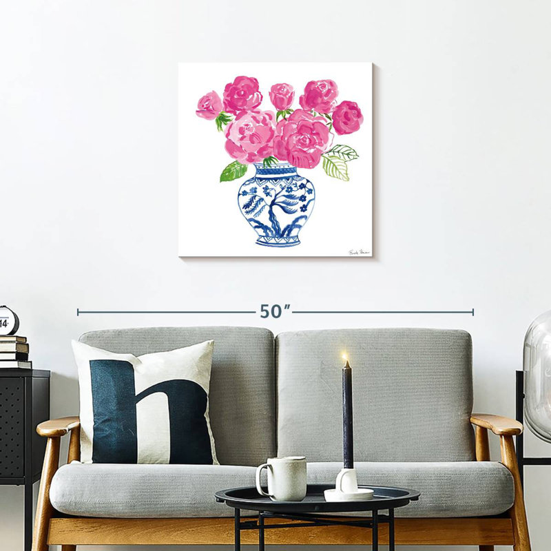 Harnek chinoiserie roses sur fond blanc I