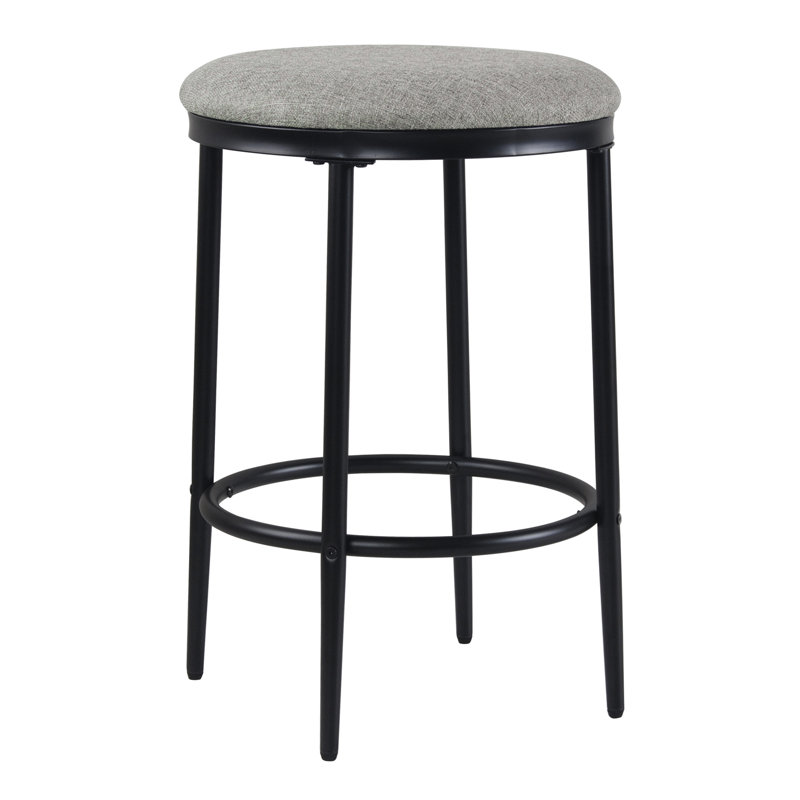 Ebern Designs Upholstered Metal Barstool, Gray