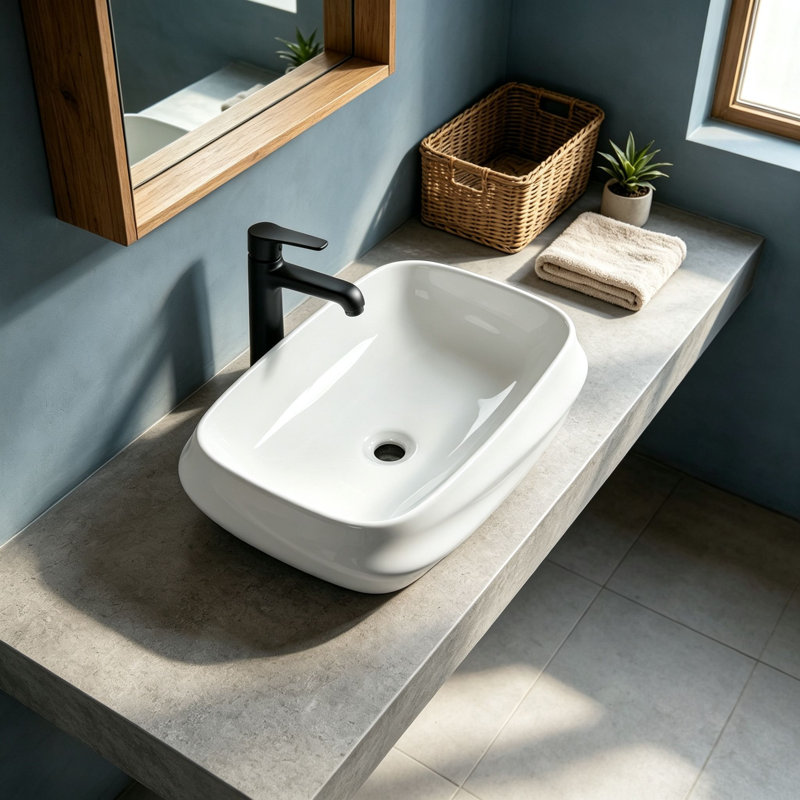 Topcraft 23.6"×16.9" White Rectangular Vessel Bathroom Ceramic Sink