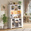 Armoire de rangement rustique avec portes à DEL, portes et tablettes de cuisine, blanc-1770811139
