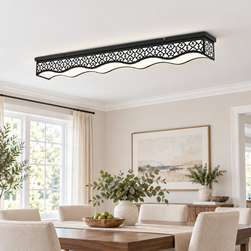 1-Light 45.28" Black LED Dimmable Flush Mount