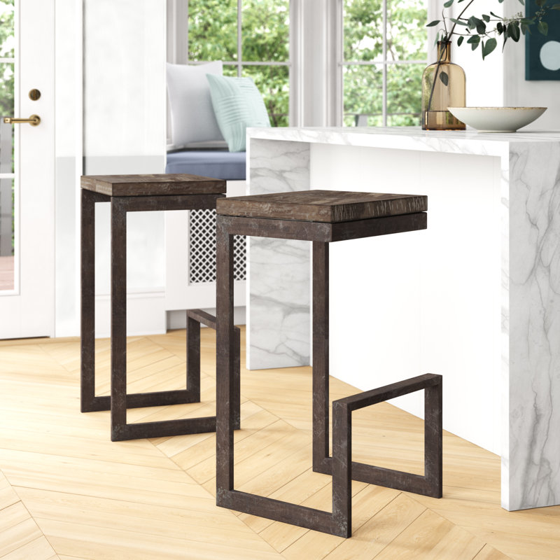 Briyit Counter Stool with Metal Frame, Gray, Gray