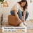 18"W Rectangle Ottoman Footstool, Brown PU Leather Upholstered Floor Chair Acacia Wood Frame Fully Assembled