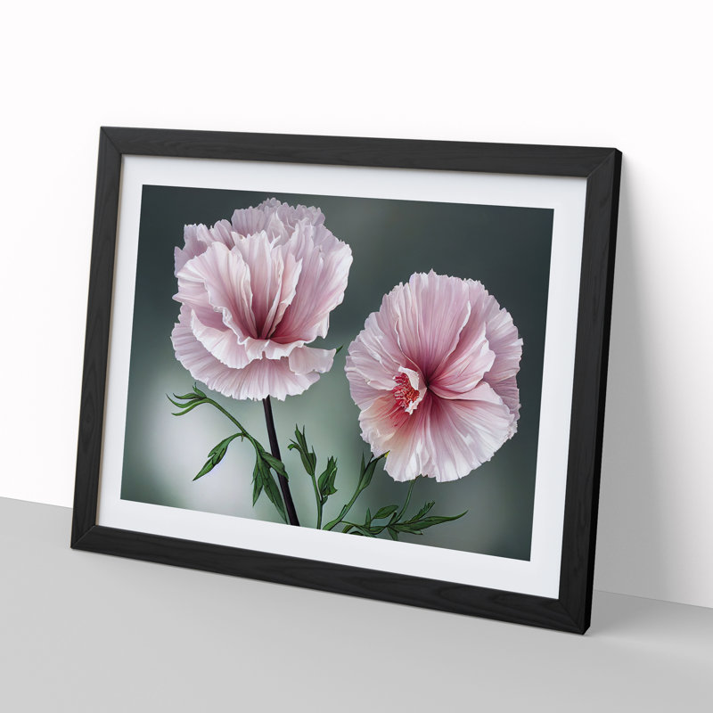 Timeless Carnation Flowers - Single Picture Frame Print, 25cm H x 34cm W x 2cm D, Black Framed