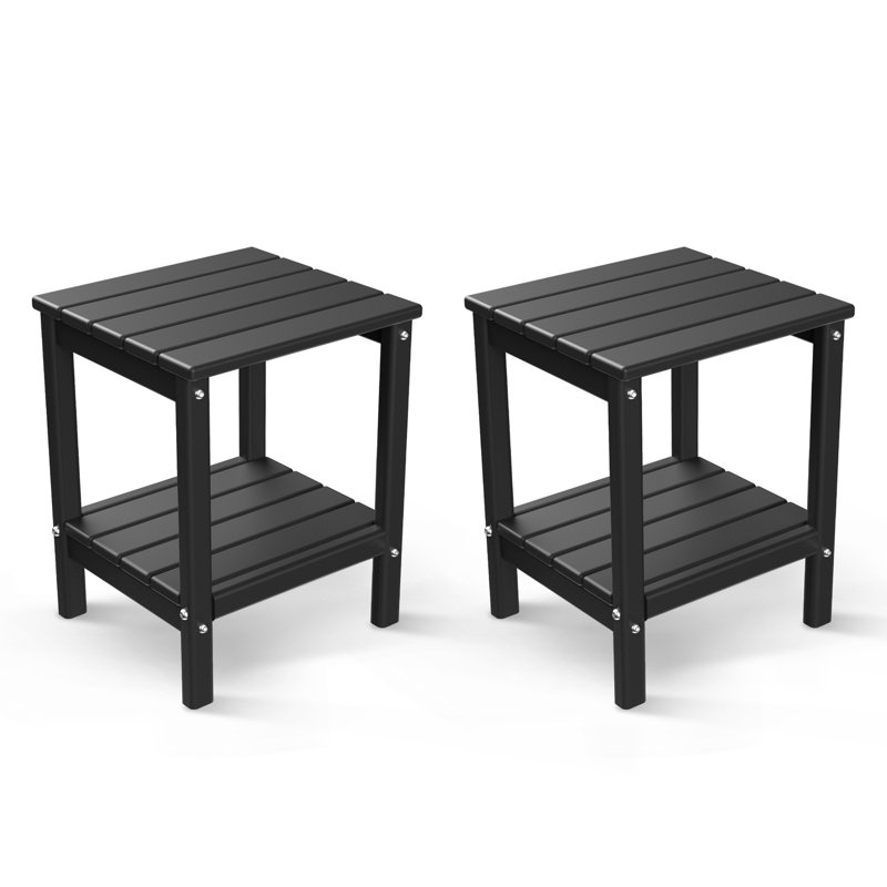 HDPE Outdoor Adirondack Side Table, Black