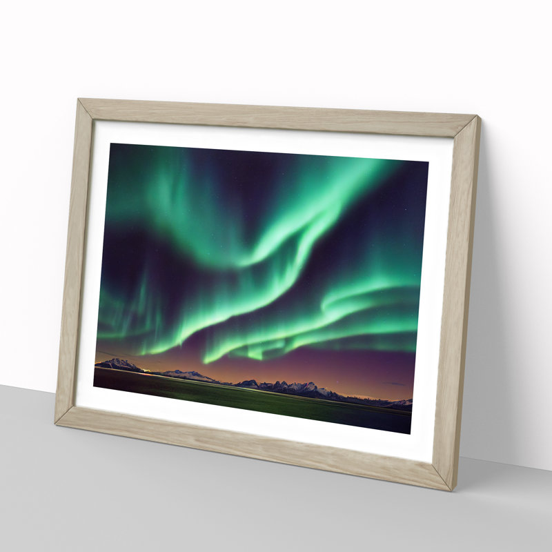 An Amazing Aurora Borealis - Single Picture Frame Print, Oak, 25cm H x 34cm W x 2cm D