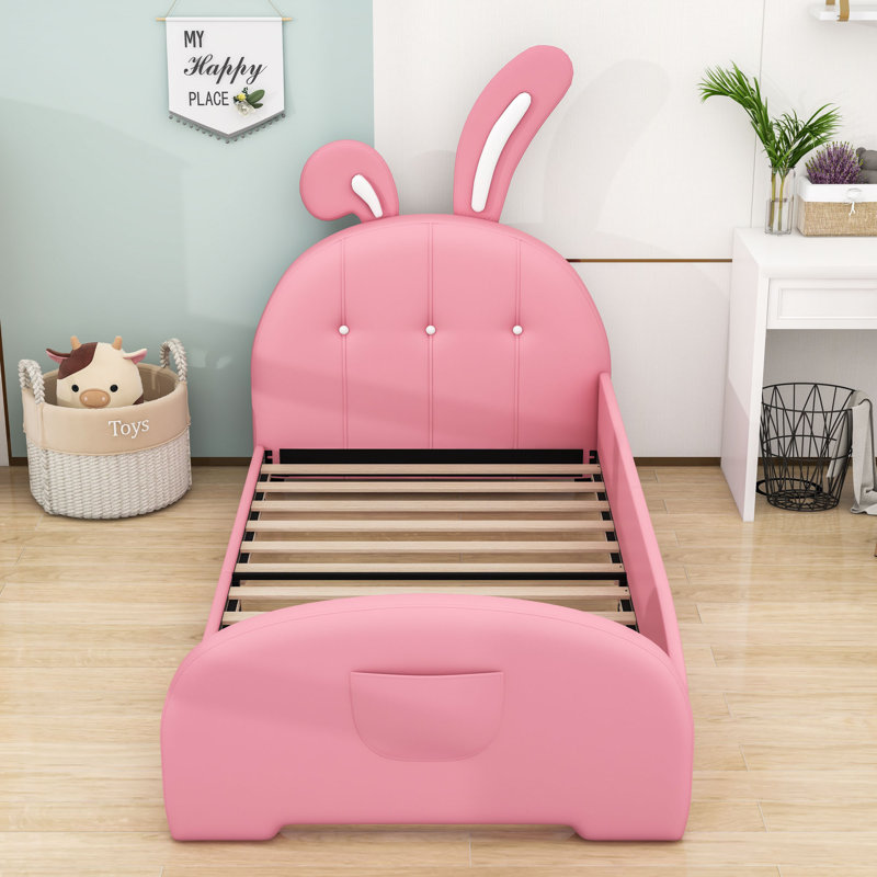 Lit plateforme en cuir Illiyana, Rose