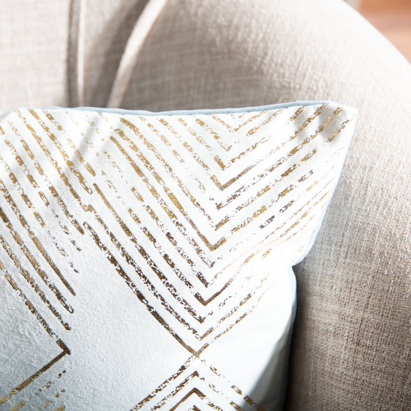  Geometric Lumbar Pillow, Seafoam/Gold