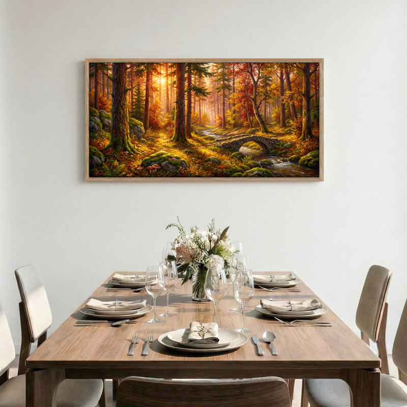 Tableau encadré sur toile « Chemin forestier », 1 pièce, 122 x 61 cm, 48 x 24 pouces
