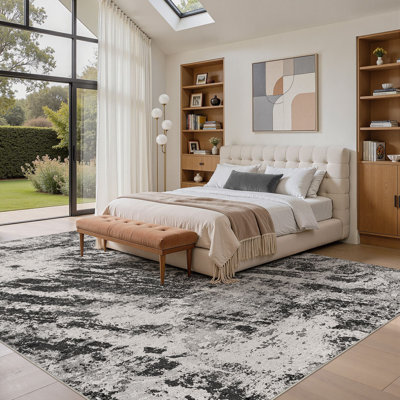 Abstract Modern Boho Area Rug Non-Shedding Low-Pile Carpet for Living Room, Bedroom, or Office
