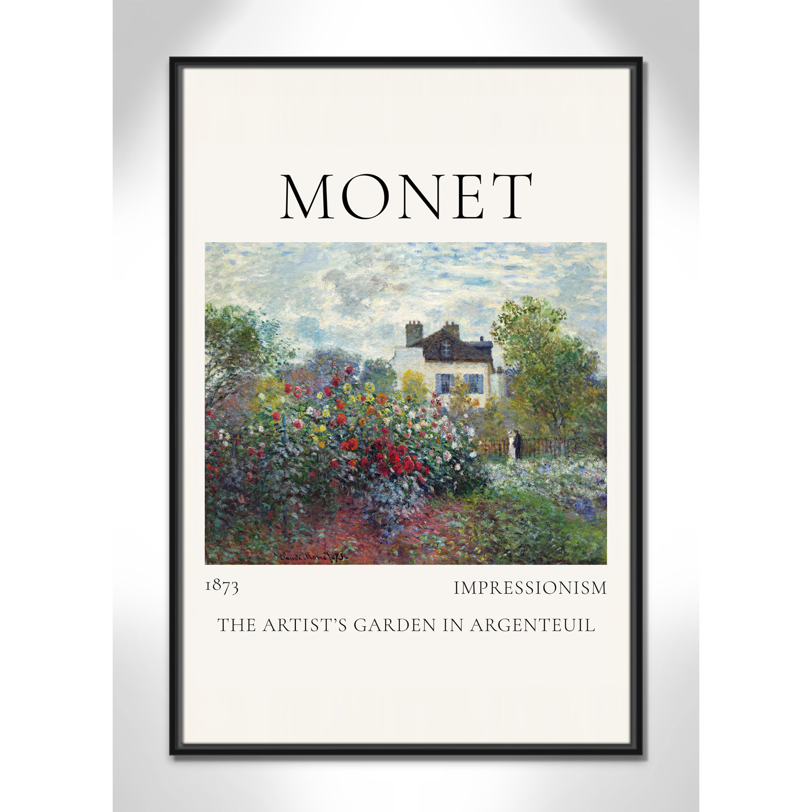 Artists Garden in Argenteuil Print by Claude Monet, No, 37.5" H x 25.5" W x 2" D, Black Floater Frame