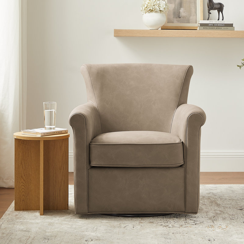 Fauteuil d'appoint pivotant en cuir Belmont, Saule