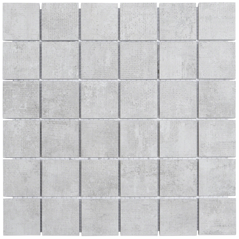 Marken 2" x 2" Porcelain Grid Mosaic Wall & Floor Tile, Gray
