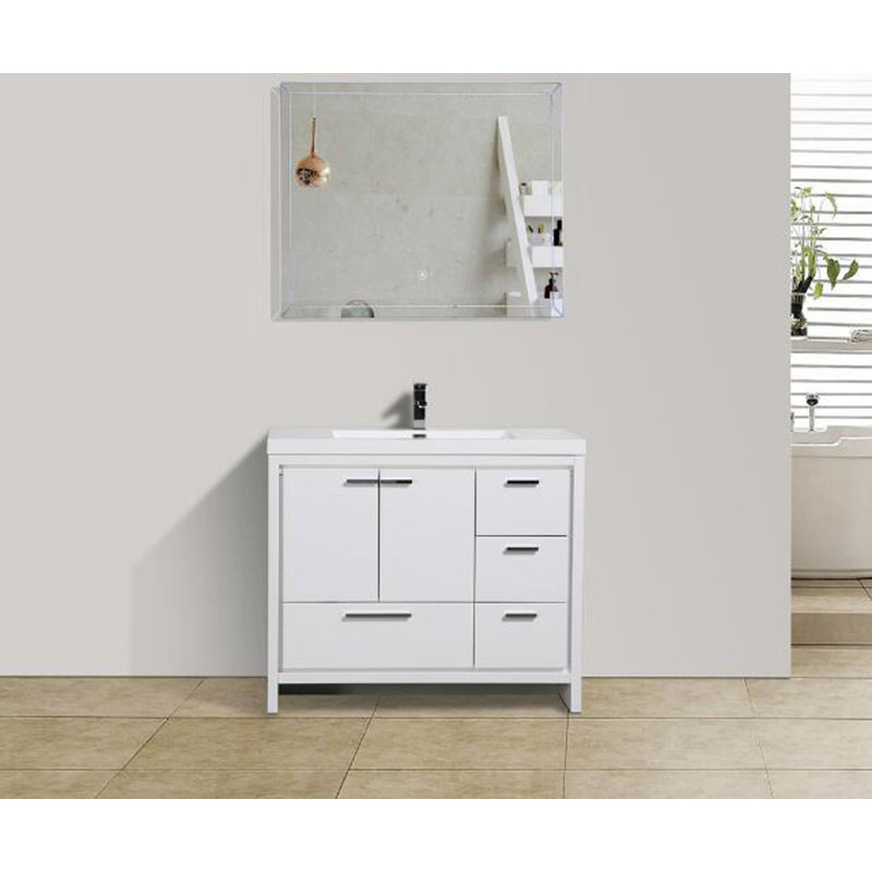 Ensemble de meuble-lavabo simple l 42 po x P 20 po x H 34 po Lefebvre, Blanc brillant