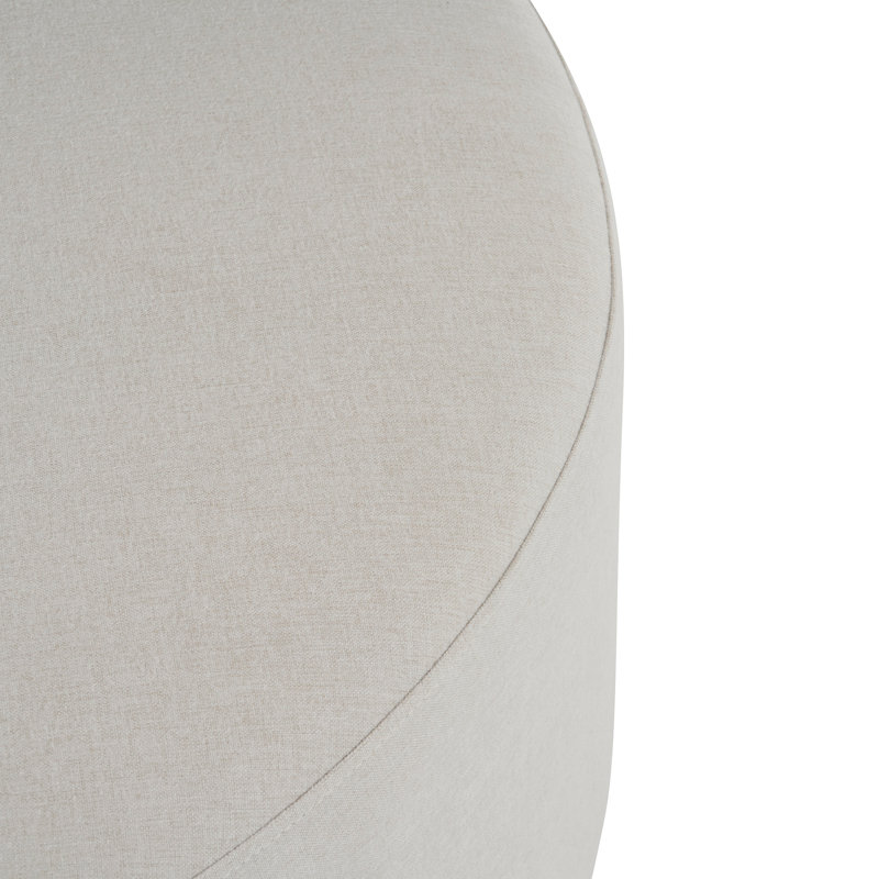 Repose-pieds rond blanc en tissu avec pieds en bois, repose-pieds minimaliste moderne