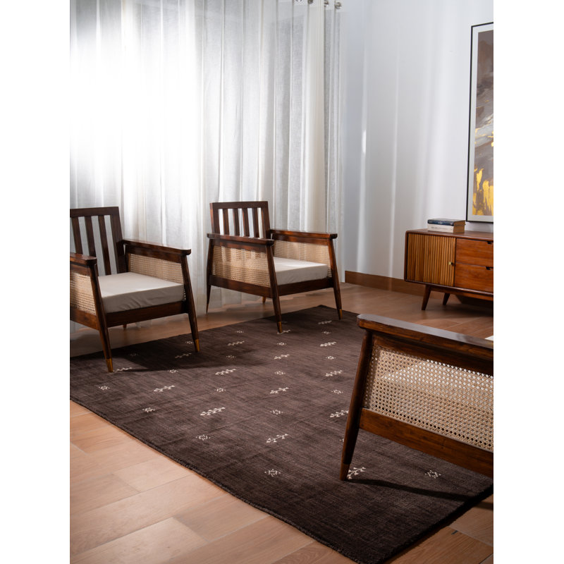 Ownby Hand Knotted Loom Wool Eco-Friendly Area Rugs  -  3' x 5', Rectangle, Brown White Color, Contemporary Modern Design, High Pile Thick Handmade Anti Skid Area Rugs for Living Room, Bed Room