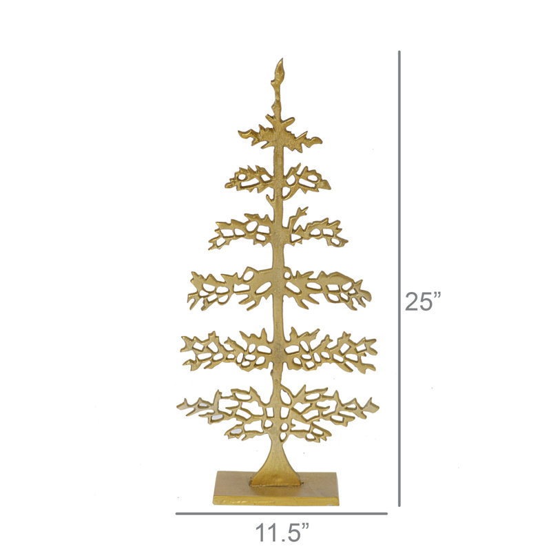 Arbre de Noël, or - moyen, H 25 po x l 3,5 po x P 11,5 po