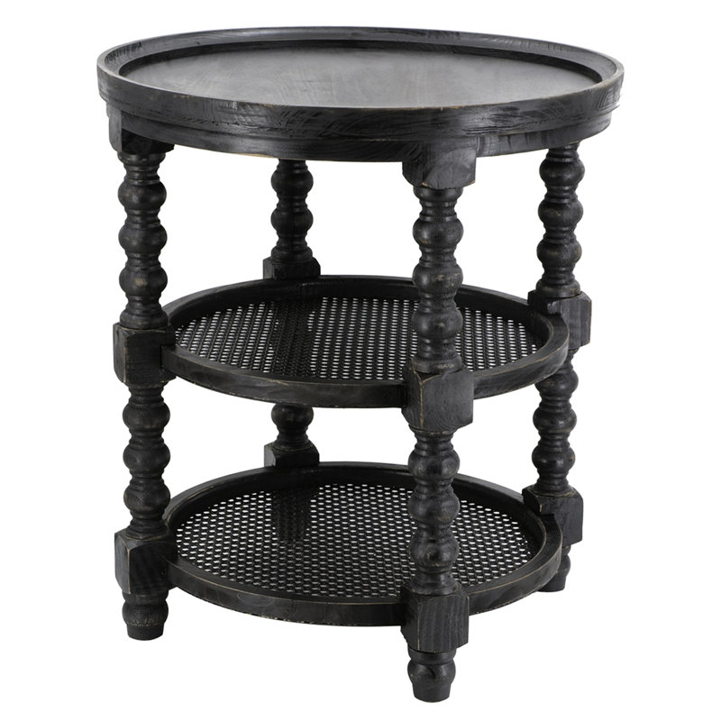Table basse en bois noir avec tablette - Tablettes de style moderne