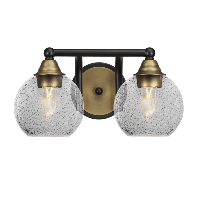 Michell 2-Light Bath Bar, Matte Black/Brass, Onyx Swirl