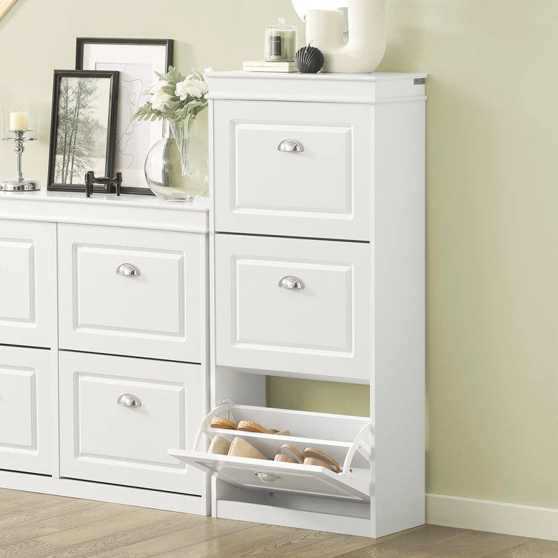 Rangement à chaussures 3 tiroirs pour rangement dans le vestibule, blanc, l 20,9 po x P 9,4 po x H 46,1 po, Blanc