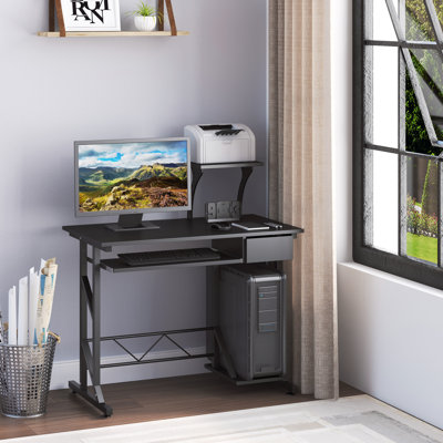Bureau d'ordinateur Culbane, table pour ordinateur portable, gain de place, portable, en bois, coulissant