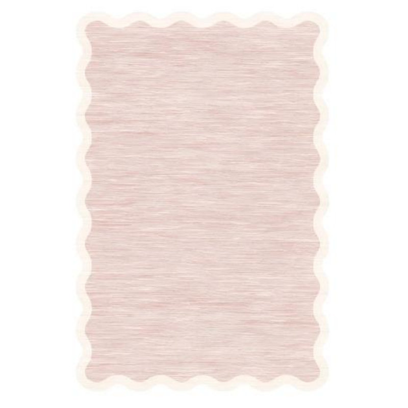 Scalloped Washable Rugs for Living Room Neutral Area Rugs Ultra-Thin Non Slip Large Bedroom Carpet Indoor Stain Resistant Contemporary Carpet for Dining Room Dorm