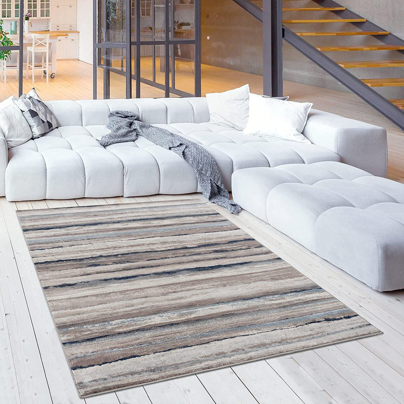 Tapis de couloir bleu tissé à la machine de conception unique 2 pi 3 po x 15 pi 0 po, Rectangle 5 pi x 8 pi