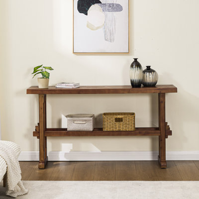 Narrow Entryway Table, 59 Inchs Wood Farmhouse Console Table Boho Hallway Table Rustic Couch Table Behind Sofa For Outdoor Entrance Living Room Bedroo by Ophelia & Co.
