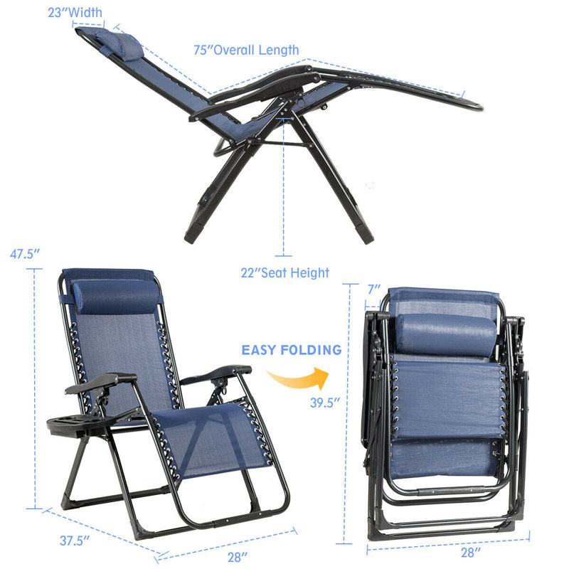 Roper Folding Zero Gravity Chair, Navy Blue