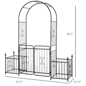Outsunny 78.75'' W x 19.75'' D Steel Arbor with Gate in Black & Reviews ...