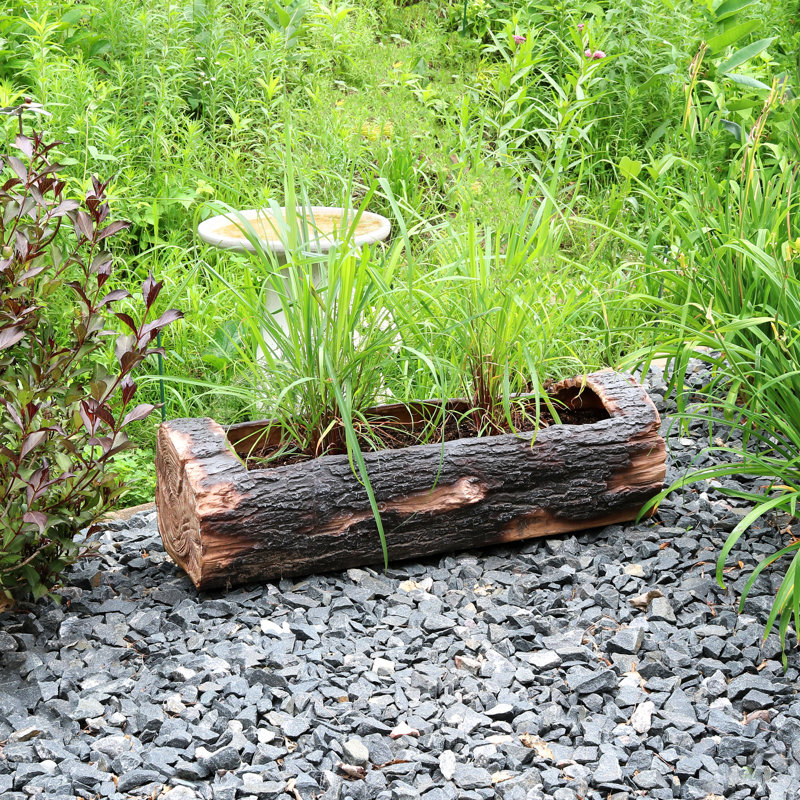 Chavarria Rustic Log 35.5" L Polyresin Outdoor Planter with Drainage Holes