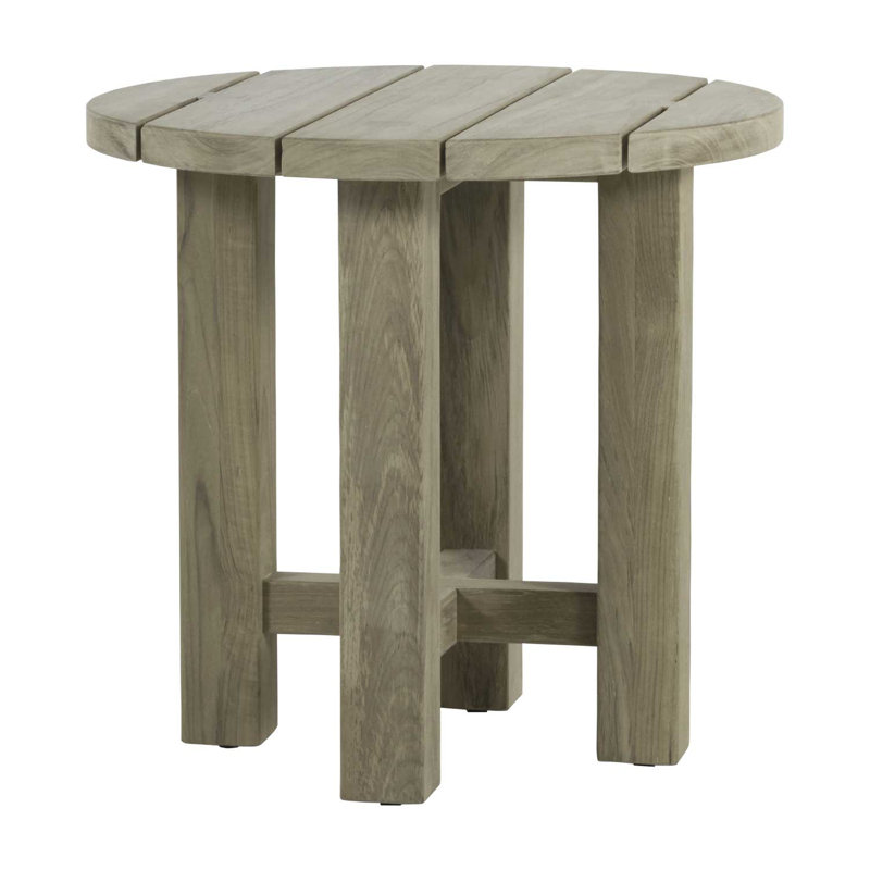 Croquet Teak Outdoor Side Table, Oyster Teak