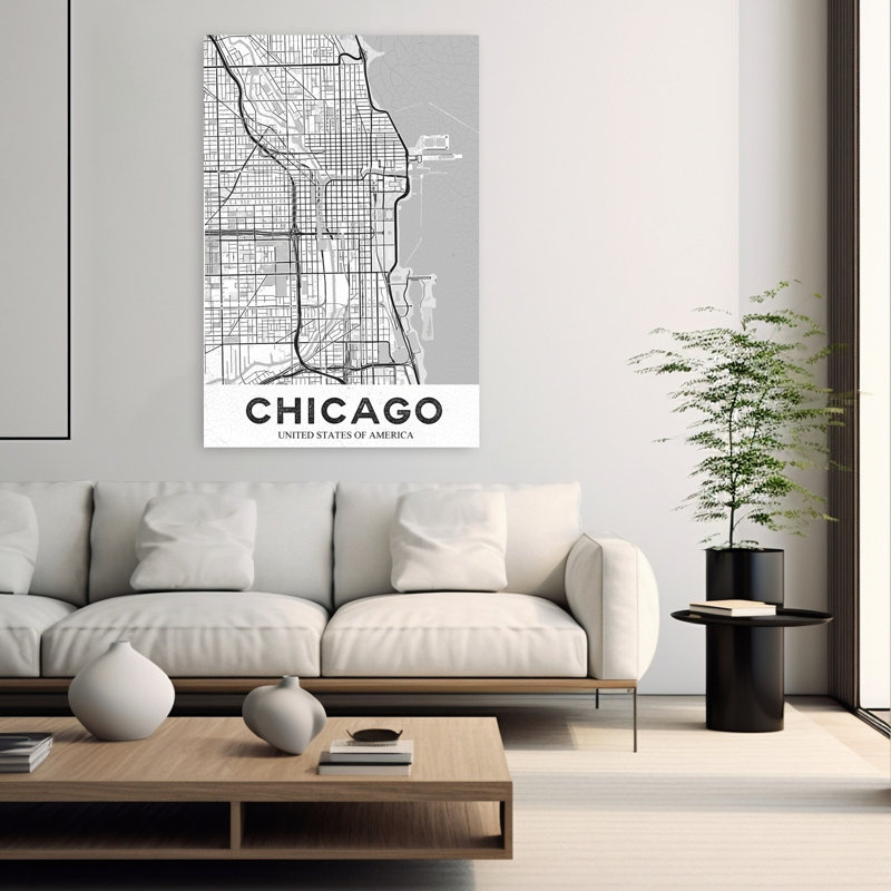 Chicago, art mural rétro blanc rétro, H 60 po x l 40 po