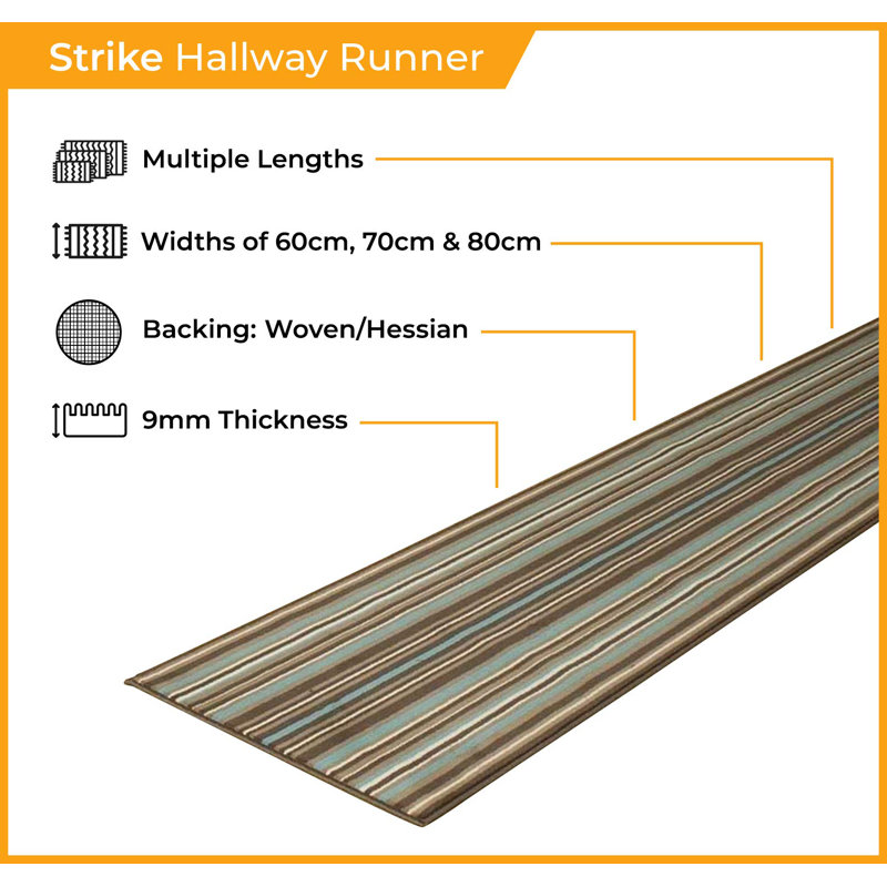 Ainsley Striped Indoor Area Rug, Runner 240cm x 80cm
