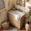 Meuble-lavabo simple autoportant moderne DOIN 48 po en imitation bois avec comptoir en granit et lavabo en céramique-41560421