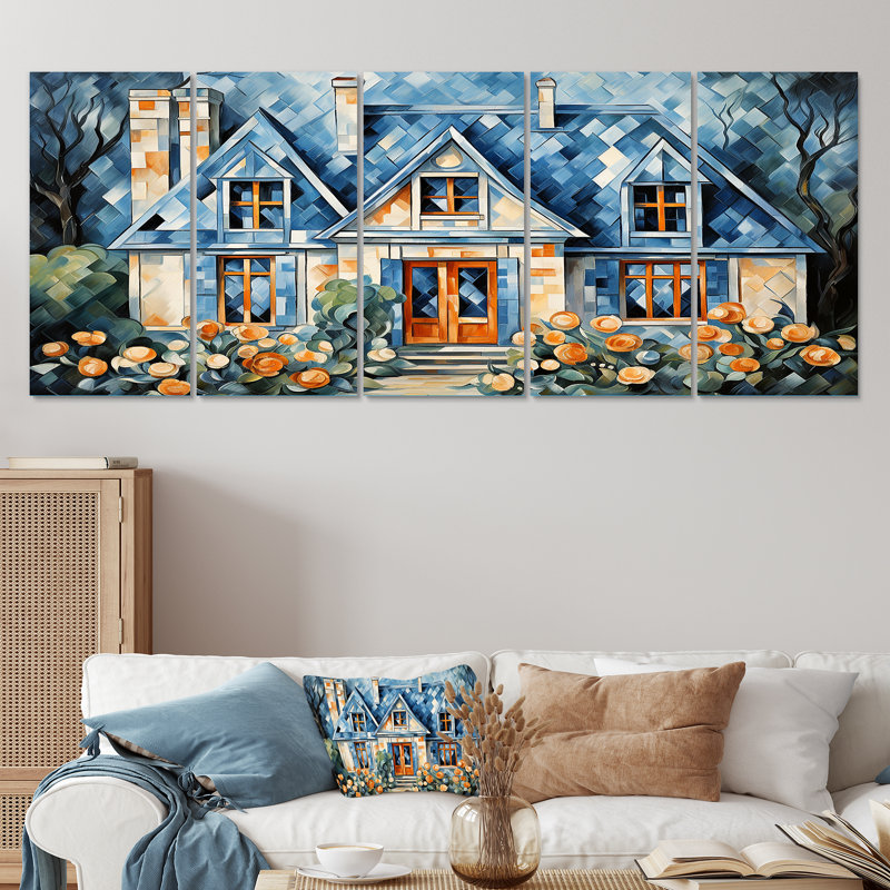 Cottage Garden Gateway I - Landscape Cottage, art mural 5 pièces, H 32 po x l 80 po