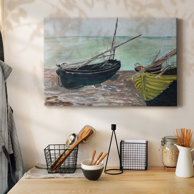 Bateaux sur la plage, toile tendue s-Gallery 1885, H 24 po x l 36 po