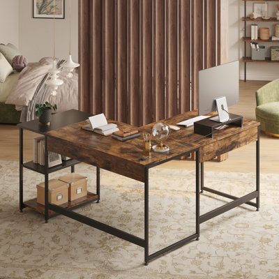 L-Shaped Metal Base Computer Desk