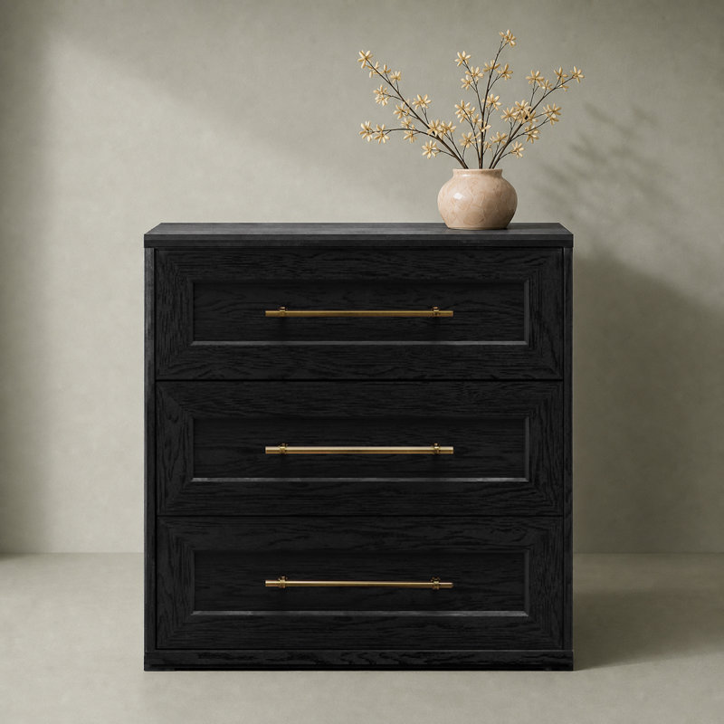 Commode 3 tiroirs Mercer41 Durrett, Noir, noir, noir, noir