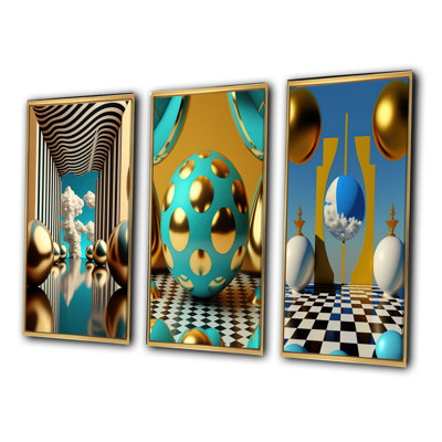" Golden Spheres Infinity " 3 - Pieces