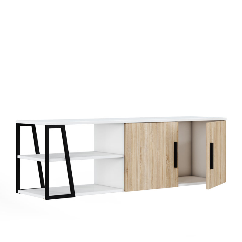 Keteri TV Stand, White/Light Walnut