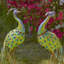 Ensemble de 2 statues de jardin Peacocks