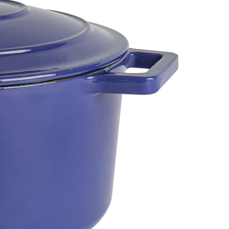 Argon Tableware - Round Cast Iron Casserole Dishes, Blue