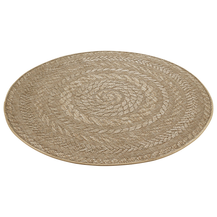 Round Almendro Geometric Flatweave Indoor / Outdoor Area Rug