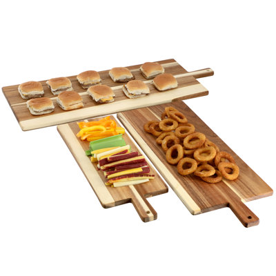  3 Piece Acacia Wood Charcuterie Cheese Board Set with Handles