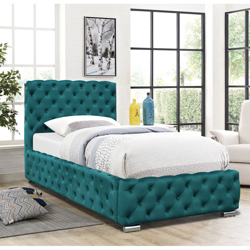 Alifonso Upholstered Bed, Green