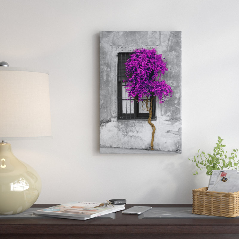 Tree in Front of Window Purple Pop Color Pop by Panoramic Images - Print, 26" H x 18" W x 1.5" D, Canvas