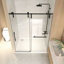 Porte de douche coulissante sans cadre 44-48 "x 76" H, verre trempé transparent 5/16 "(8Mm), cadre en acier inoxydable
